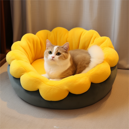 Blossoming Comfort: Find Tranquility in Yellow Petal Cat Hideaways