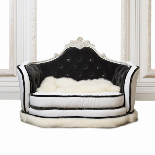 Elegant Simplicity: Discover the Black and White Baroque Cat Bed