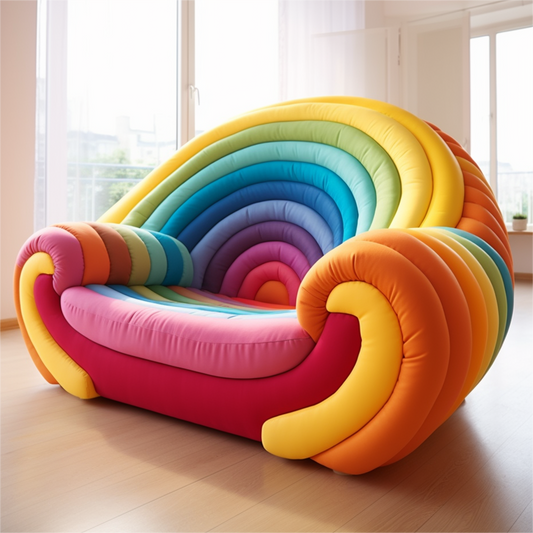 Curved Sofa in Rainbow Hues: Elevate Your Home Decor