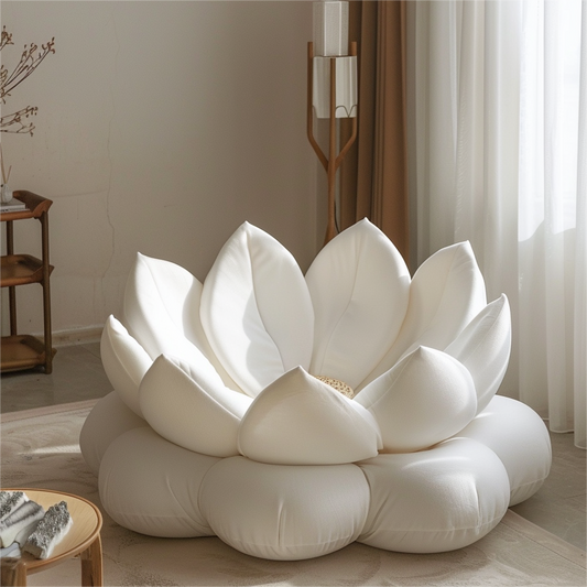 Elegant Zen Retreat: White Lotus Sofa