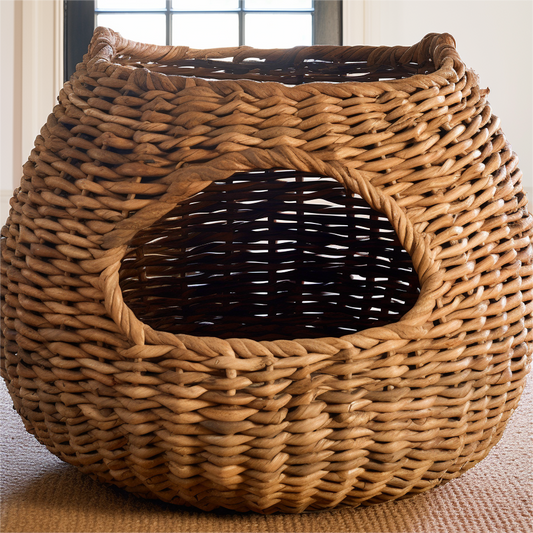 Discover Serenity with the Woven Wood Cat Nest