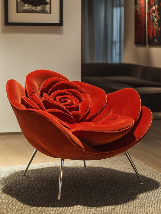 Red Rose Cotton Sofa Chair